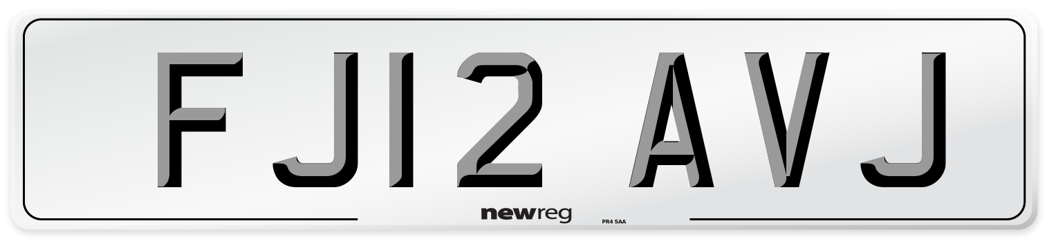 FJ12 AVJ Number Plate from New Reg